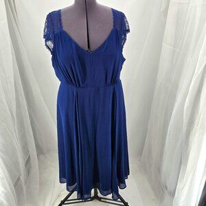 725-22 Torrid Navy Blue Lace Knee Length Cap sleeved dress Size 16